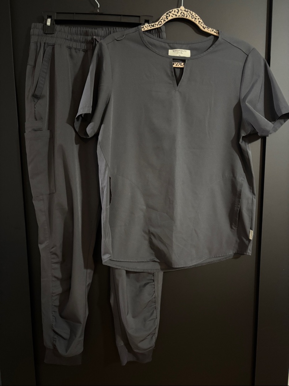 Charcoal Gray Scrub Set - Top & Jogger Pants